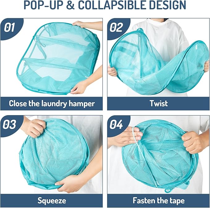Seiritex Mesh Popup Laundry Hamper 3 Compartment Sortable Horizontal - Image 6