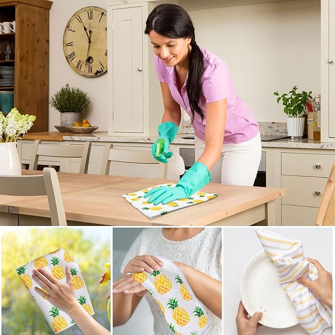 R HORSE 5Pcs Pineapple Kitchen Dish Towel Set Fruit Theme Absorbent Drying - Image 5