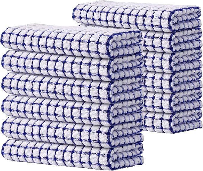 Kitinjoy Cotton 12 Pack Terry Kitchen Towels, 16 x 25 Inches Super Soft and by Kitinjoy