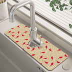 Christmas Cardinal Birds Kitchen Sink Splash Guard Mat Absorbent Fast Drying by Unknown