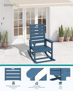 SERWALL Outdoor Rocking Chair Set of 2, Oversized Rocking Chair with Footboard for Adults, HDPE All Weather Resistant Rocking Chairs for Patio, 350lbs Weight Capacity, Navy - Image 6