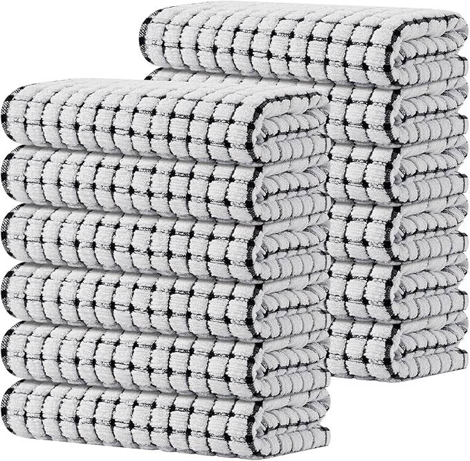 Kitinjoy Cotton 12 Pack Terry Kitchen Towels, 16 x 25 Inches Super Soft and by Kitinjoy