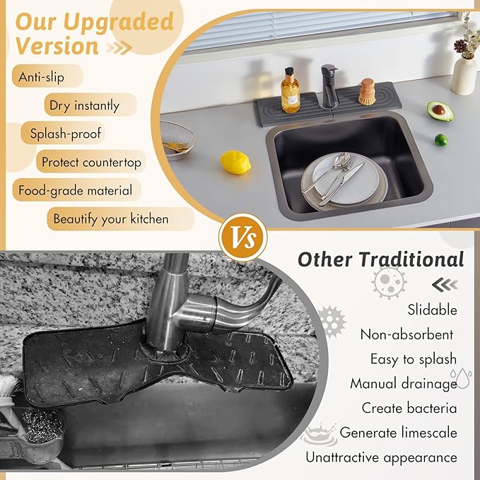 18 Inch Faucet Mat for Kitchen Island Sink, Wider Instant Dry Sink Protector - Image 7
