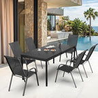 VINGLI Patio Chairs Set of 4 – Stackable Outdoor Dining Chairs with Comfortable Sling High Back Chairs and Armrests for Lawn, Poolside, Courtyard, Balcony, Garden, Black - Image 9