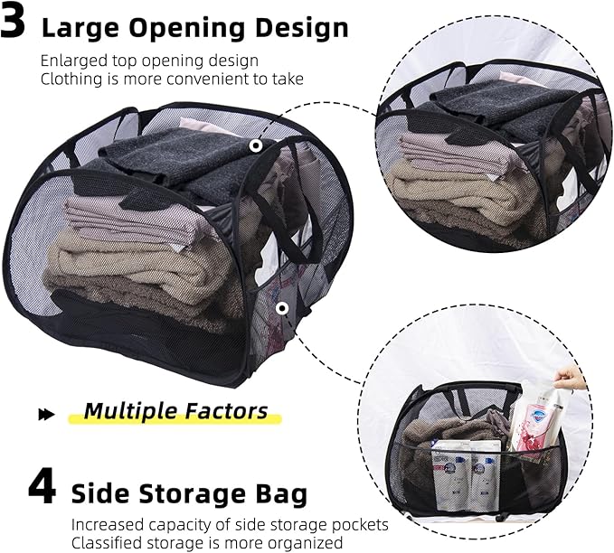 Collapsible Laundry Basket, 90L Foldable Pop-up Laundry Hamper - Image 4