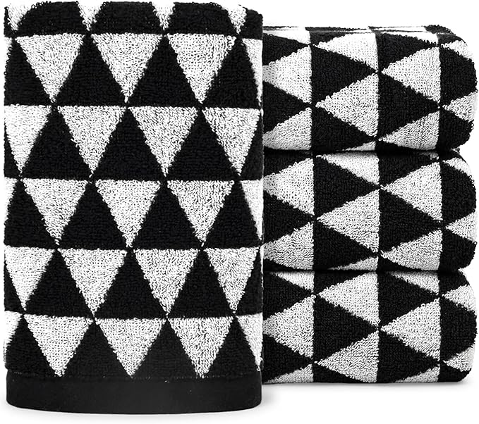 Black and White Hand Towels, 4 Pack Cotton Soft Face Towel 13x29 Inches by Jacquotha