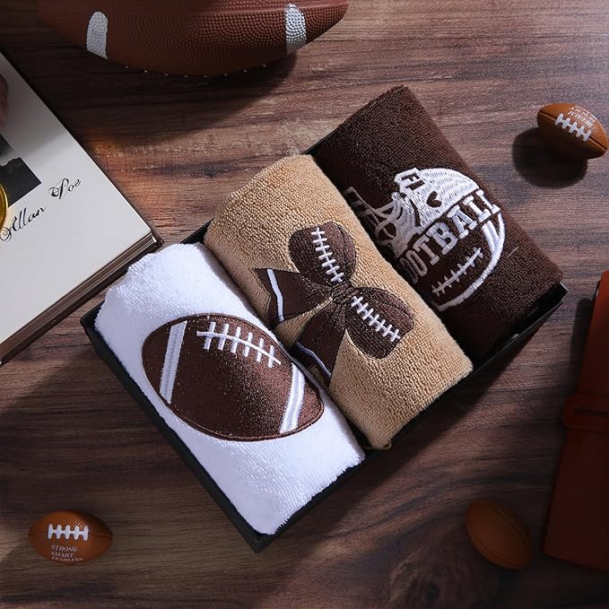 3 Pcs Football Hand Towels for Bathroom Bow Embroidered Bathroom Towels - Image 6