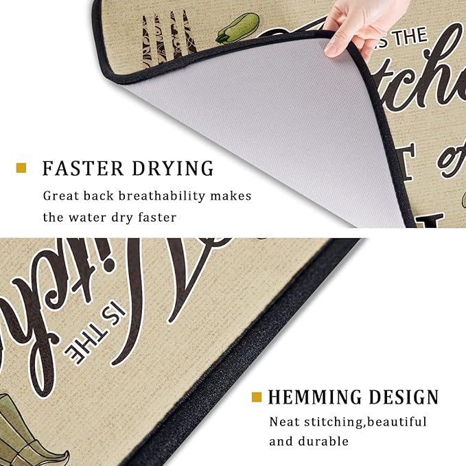 Giwawa Dish Drying Mat The Kitchen is The Heart of The Home, 18x24 inch Large - Image 3