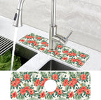 Tropical Leaves and Red Floral Kitchen Sink Splash Guard Mat Absorbent Fast - Image 4