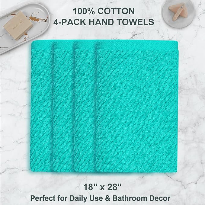 VOOVA & MOVAS Bathroom Hand Towels Set of 4, Large 18"x28" - Image 3