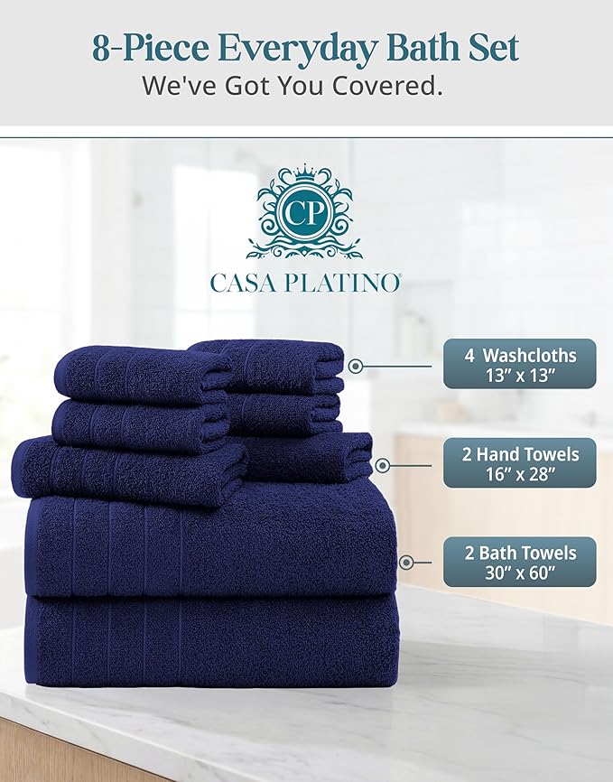 Casa Platino 100% Cotton Bath Towels - Image 4