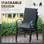 Flamaker Patio Chairs Stackable Dining Chairs Set of 4 Metal and Teslin Outdoor Chairs for Lawn Deck Porch Balcony (Black) - Image 5
