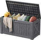 Devoko 125 Gallon Outdoor Storage Box, Waterproof Resin Deck Box for Patio Furniture, Lockable Container for Garden Cushions & Pool Supplies (Gray, 125 Gallon) by DEVOKO