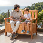 VEVOR Outdoor Storage Bench, 2-Person Wooden Storage Bench, 33 Gallons Deck Box with Side Handle, Supports up to 705 lbs, Weatherproof Outdoor Seating & Porch Decor, for Patio Garden Balcony Yard - Image 2
