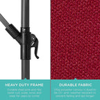 Best Choice Products 10ft Offset Cantilever Hanging Market Patio Umbrella, 8 Sturdy Ribs, Easy Adjustment - Burgundy - Image 6