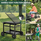 FLINTER Rolling Garden Work Seat with Wheels, Heavy Duty Garden Cart with Seat - Metal Rolling Garden Stool, Upgraded Gardening Cart for Seniors, Outdoor Wagon for Lawn, Patio Gardening, Black - Image 7