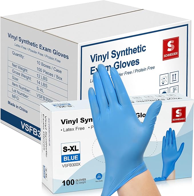 Schneider Vinyl Synthetic Exam Gloves, 4 Mil, Latex Free Disposable Gloves - Image 2