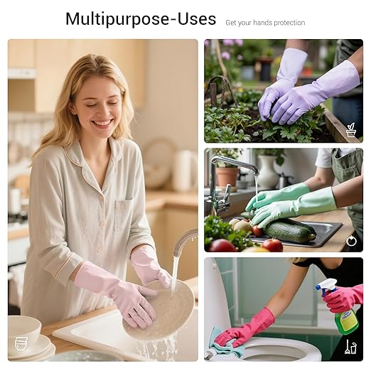 ThxToms 4 Pairs Nitrile Cleaning Gloves, Latex free Reusable Dishwashing Gloves - Image 3