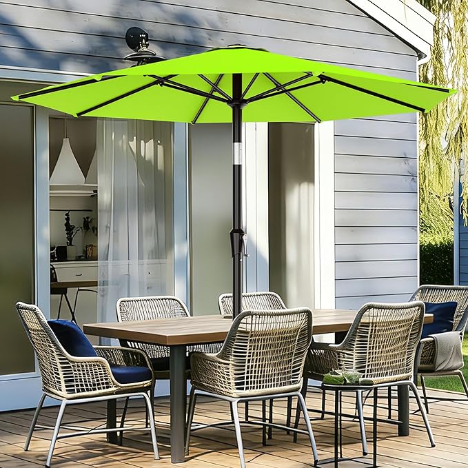 AreShark 9 FT Patio Umbrella for Outdoor, Outdoor Umbrella with Push Button Tilt and Crank, Outdoor Patio Umbrellas with 8 Sturdy Ribs for Market, Garden, Deck, Backyard, Pool (Apple Green) - Image 2