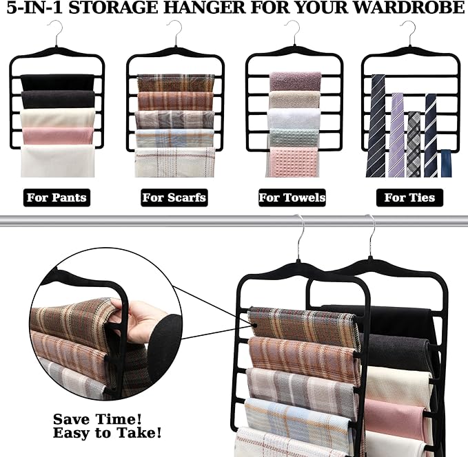 Closet Organizers and Storage, 3 Pack Velvet Pants-Hangers-Space-Saving - Image 3