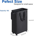 Slim Laundry Hamper with Lid and Wheels, Small Rolling Laundry Basket with - Image 5