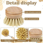 6 Pcs Bamboo Dish Brush Replacement Heads, 1.9 x 1.6 Inch Natural Sisal Bristle - Image 3