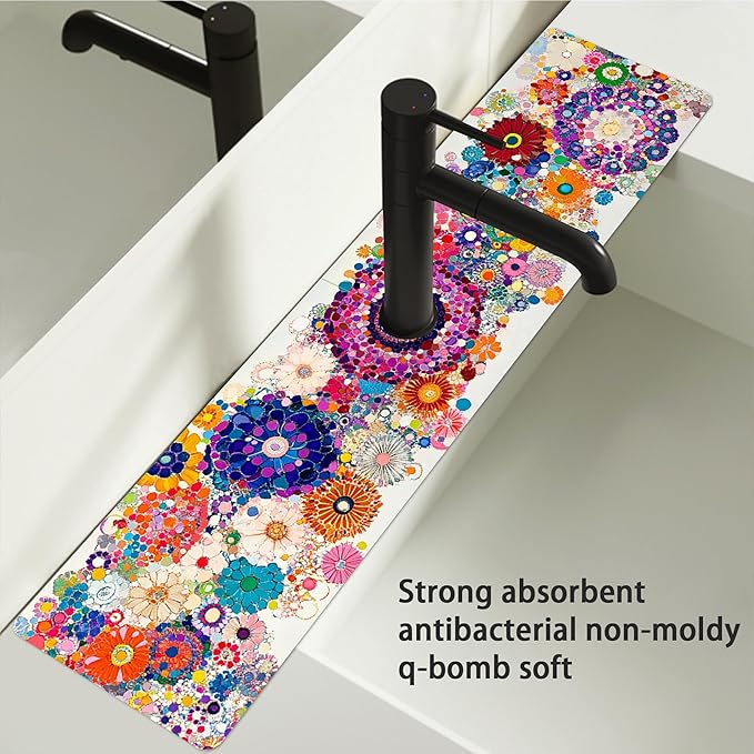 Bimkole 2 PCS Faucet Absorbent Mat, Kitchen Faucet Sink Splash Guard Wraparound - Image 6
