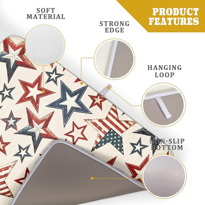 Flag Stars Stripes Patriotic 4th of July Dish Drying Pad 18 x 24 Inch - Image 4
