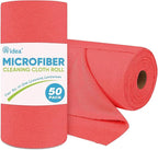 AIDEA Microfiber Cleaning Cloth Roll, 50PK Red, Reusable Paper Towels Tear Away by AIDEAHOME