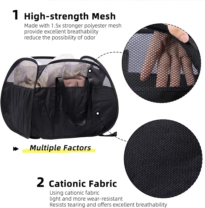 Collapsible Laundry Basket, 90L Foldable Pop Up Laundry Hamper - Image 3