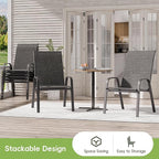 Patio Chairs Set of 6, Stackable Outdoor Dining Chairs for All Weather, Metal Modern Outside Furniture Chair for Pool Side, Garden, Backyard Deck, Dark Grey - Image 6