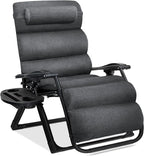 Best Choice Products Oversized Zero Gravity Chair, Folding Outdoor Patio Recliner, XL Anti Gravity Lounger w/Removable Cushion, Cup Holder, Side Tray, 350lb Capacity - Fossil Gray by BestChoiceProducts