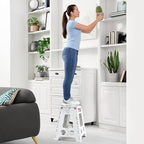 ACSTEP Folding Step Stool 16 Inch Heavy Duty Step Stool Foldable for Adults and Kids, Collapsible Stepping Stool with Handle, Non Slip Folding Stools for Kitchen Hold Up to 400lbs (White 1PC) - Image 5