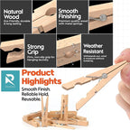 RIVEDA 50pcs Wooden Clothes Pins - Image 4