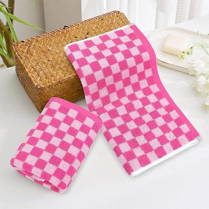 Jacquotha Pink Hand Towels 4 Pack, Cotton Decorative Bathroom Hand Towel & - Image 3