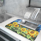 Sunflower Dish Drying Mat for Kitchen Counter 24x18 Inch Starry Night Drying Mat - Image 2