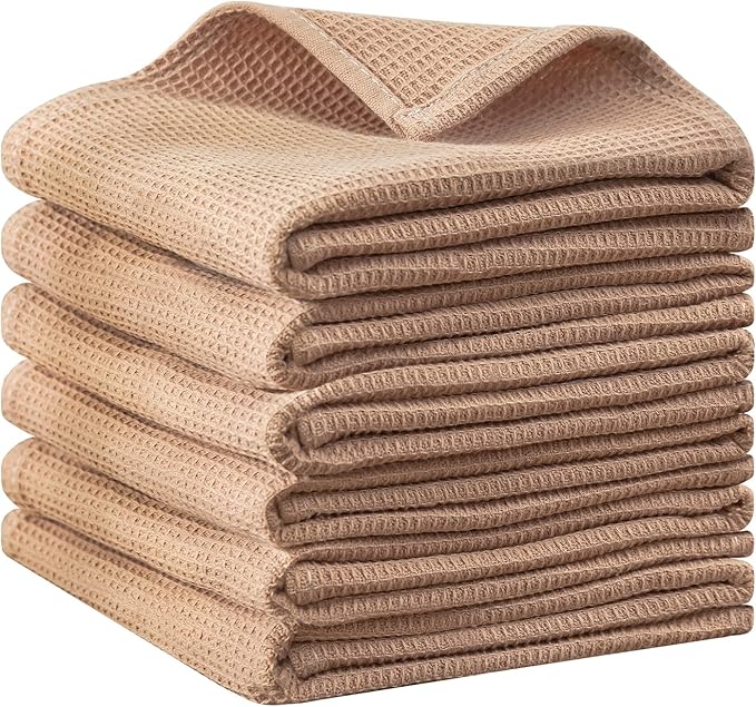 QUILTINA Dish Towels Set, 100% Cotton Waffle Weave Kitchen Towels 6 Pack by Quiltina