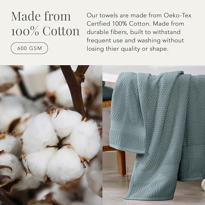 NY Loft 100% Cotton Towel Set 6 Piece | Super Soft & Absorbent Quick-Dry 2 Bath - Image 4