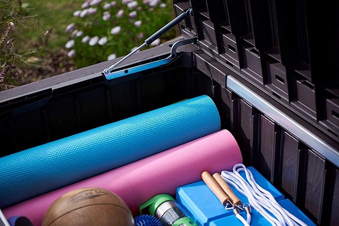 Keter Westwood 150 Gallon Resin Large Outdoor Storage Box for Patio Furniture, Outdoor Cushions, Garden Tools and Pool Floats, Dark Grey - Image 7