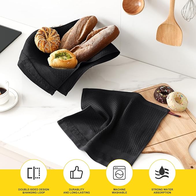 Homaxy Kitchen Towels and Dishcloths Set, 12 x 12 and 13 x 28 Inches, Super - Image 3