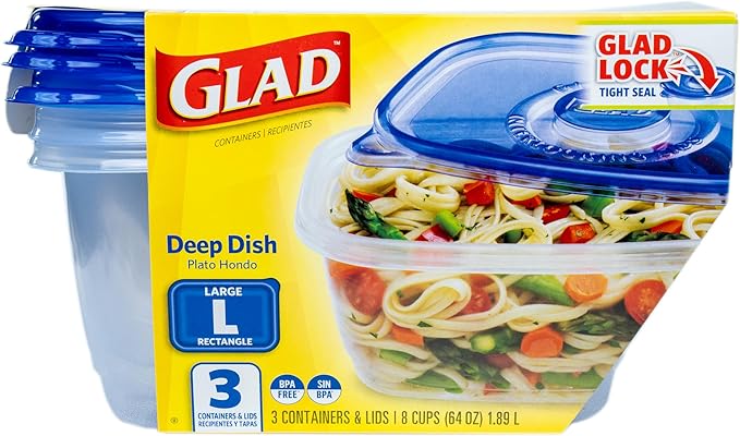 Glad GladWare Deep Dish Food Storage Containers, Large Rectangle - Image 2
