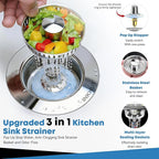 Upgraded 3 in 1 Kitchen Sink Drain Strainer - Image 2