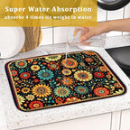 Bohemian Style Flowers Drying Pad Boho Floral Dish Drying Mat - Image 7