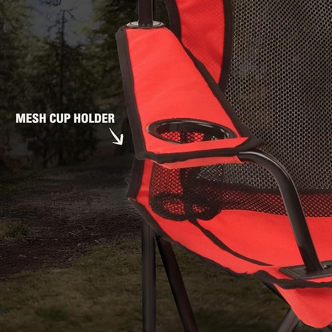 Coleman Broadband Mesh Quad Camping Chair with Carry Bag & Cup Holder, Cooling Mesh Back with Adjustable Arms, Great for Camping, Tailgating, Firepits, Patio, & More - Image 6