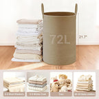 Tall Laundry Basket with Handles, 72L Portable Dirty Clothes Hamper, Boho - Image 2