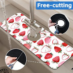Watercolor Strawberry Kitchen Sink Splash Guard Mat Absorbent Fast Drying Mat - Image 7