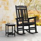 LUE BONA Outdoor Rocking Chairs Set, 3-Piece, HDPS Poly Porch Rockers with Table, Plastic Weather Resistant Rocking Chair Set for Outdoor Indoor, Garden, Backyard, 350lb, Black Chairs+Table - Image 4