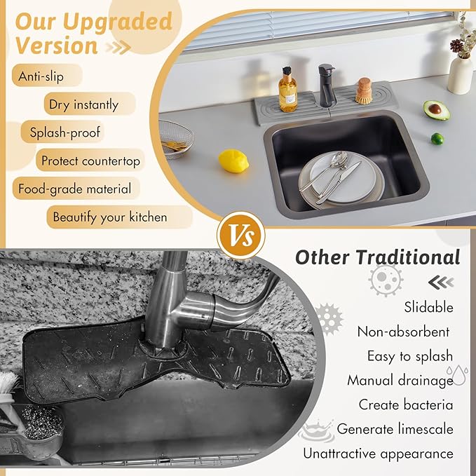 Stone Faucet Mat For Kitchen Sink, Super Absorbent, Sink Stone Quick Dry Around - Image 7