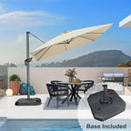 PURPLE LEAF 9 Feet Patio Umbrella with Base Outdoor Cantilever Square Umbrella Aluminum Offset Umbrella with 360-degree Rotation for Garden Deck Pool Patio, Beige - Image 2