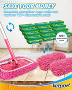 KEEPOW Pink Reusable Dry Sweeping Cloths Microfiber Wet Mop Pads Compatible - Image 3